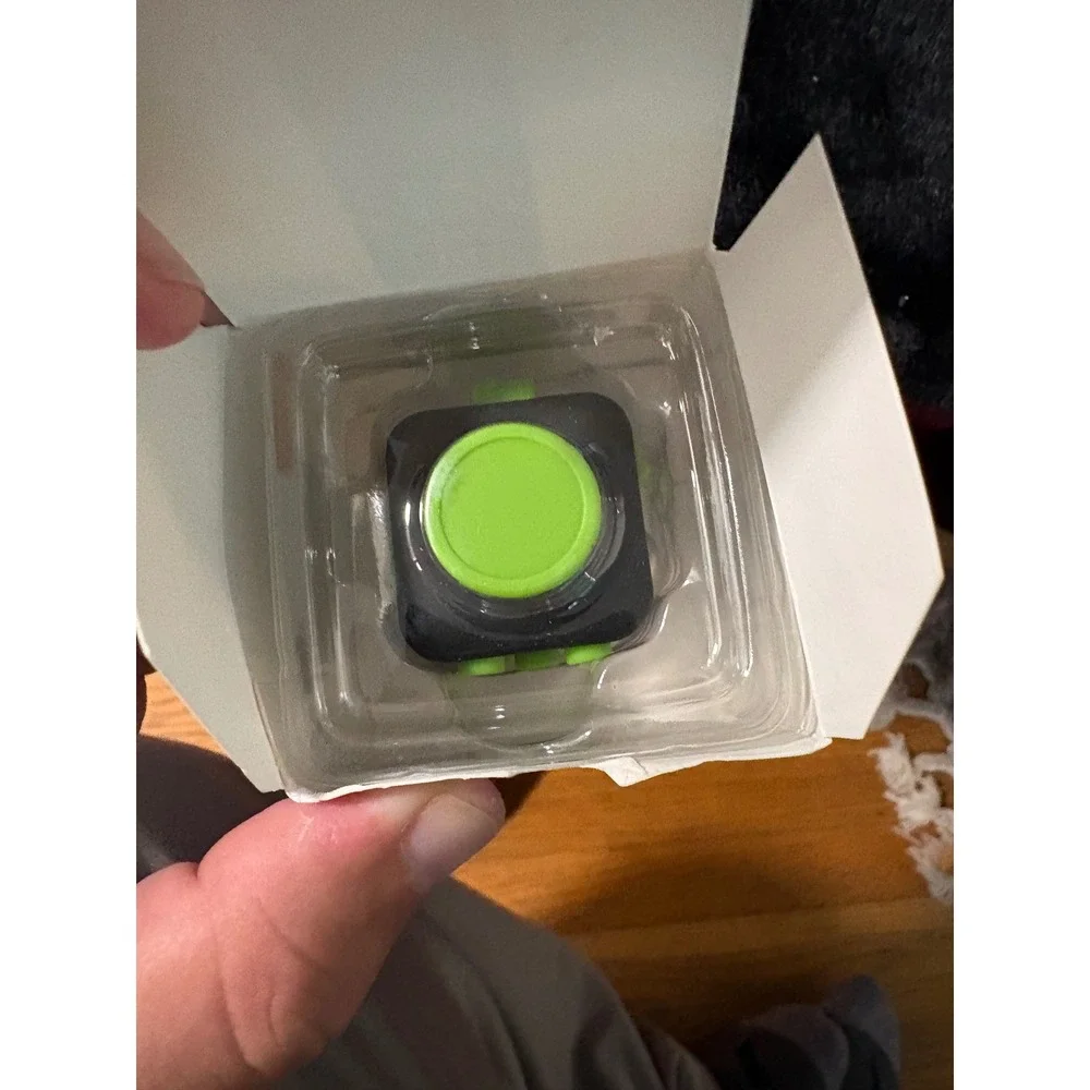 Hand Cube Fidget‎ Toy Black and Lime Green Stress Relief Sensory Tool